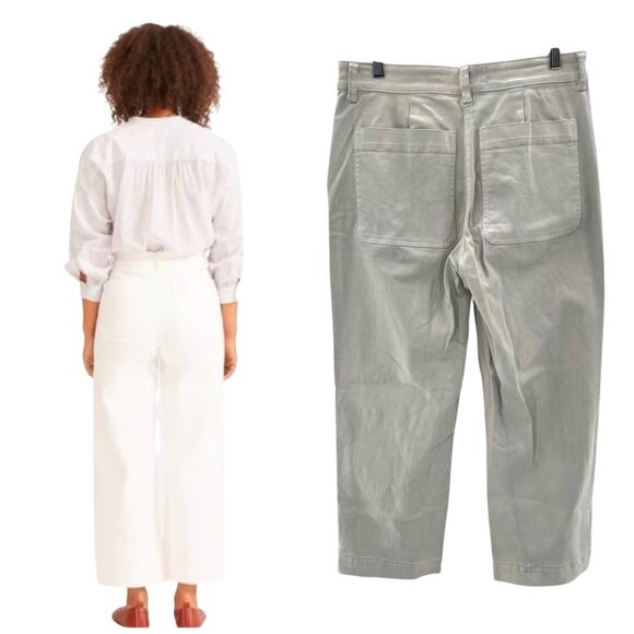 Everlane Wide Leg High Waisted Cropped Casual Quality Denim Jeans Size 8 Boho - Picture 11 of 16